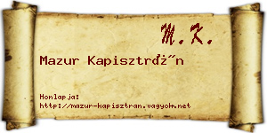 Mazur Kapisztrán névjegykártya